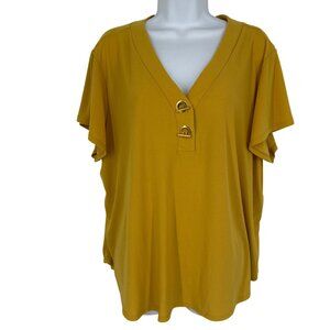 89th + Madison Women's Short Sleeve V Neck Loose Fit Blouse Size 2X